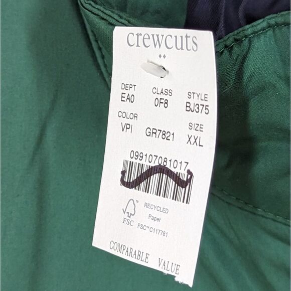 J Crew Crewcuts Pine‎ Green Quilted Puffer Walker Vest Boys sz XXL NWT - Picture 8 of 9